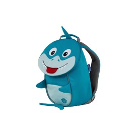 Affenzahn Little Friend Nursery Backpack for 1-3 Years Old Ergonomic Reflective Pull Tongue with Name Plate, Shark - Blue