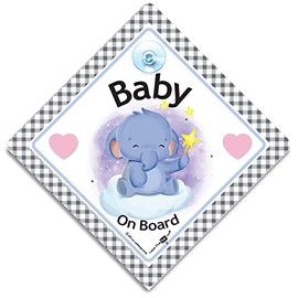 Baby Elephant On Board Sign Elephant Baby On Board Car Sign Suction Cup Car Window Sign