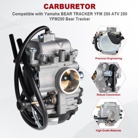 YFM250 Carburetor Compatible with Yamaha Bear Tracker 250 YFM250 YFM250X YFM250XH YFM250XM ATV 1999 2000 2001 2002 2003 2004 Replaces 4XE-14140-12-00 4XE-14140-13-00 4XE-14140-01-00 4XE-14140-00-00