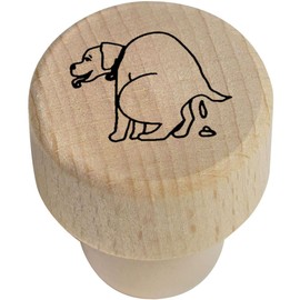 19mm 'Pooping Dog' Wooden Bottle Stopper/Cork (BS00006679)