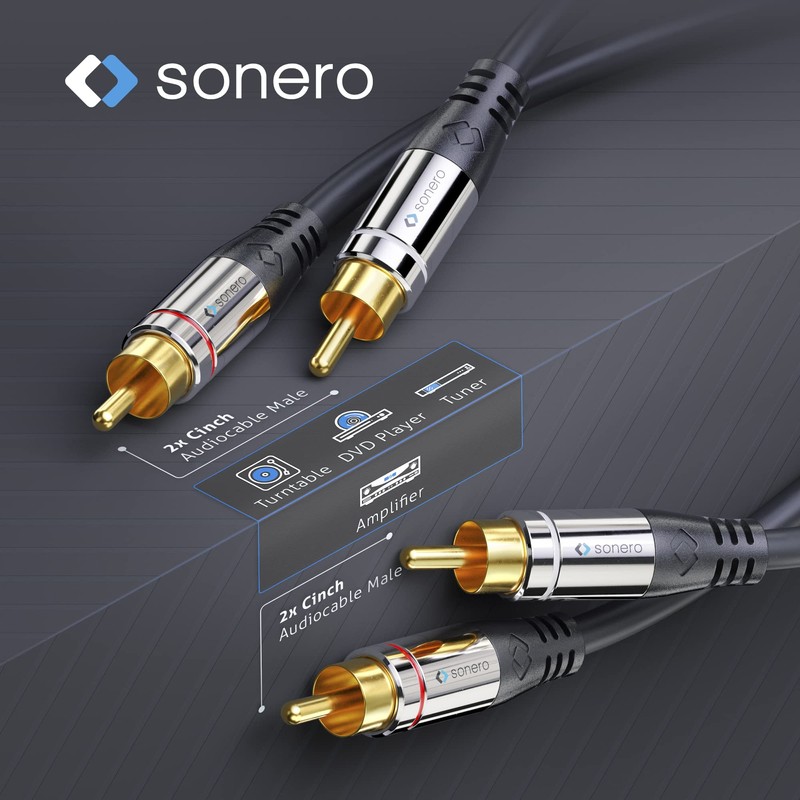 Sonero Premium 12,5m Cinch Kabel, 2x Cinch auf 2x Cinch,