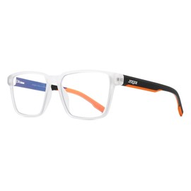 JFXQDR Men's Blue Light Blocking Glasses, Fake Nerd Square Frame Computer Gaming Screen Eyeglasses Anti Glare & UV RF6207 (Clear & Orange)