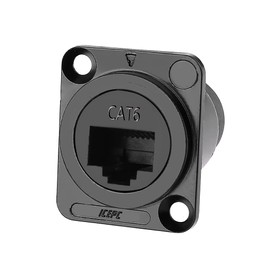 icepc RJ45 Cat6 Socket D-Type Module Shielded Industrial Panel Mount Bulkhead Female/Female Feed Thru Coupler Signal IP67 Waterproof Connector Network Ethernet Extension Interface Adapter