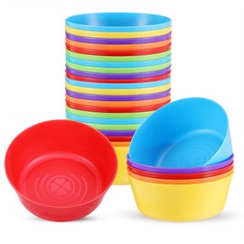 JOUTYFOR 24 Pack Plastic Bowls, 11 Oz Colorful Bowls Set, BPA Free Small Bowl Unbreakable Small Snack Bowls Cereal Bowls, Dishwasher Safe, 6 Assorted Colors