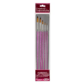 Creative Inspirations Dura-HandleArtist Paint Brushes Long Solid Resin Handle Resists Chips & Cracks - Round [Set of 5]