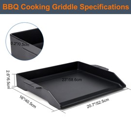 Criditpid Universal Large Cast Iron Cooking Griddle with Extra High Sidewalls for Gas Grills, Charcoal, 20 Inch Blackstone Griddle Pan Griddle Flat Top Grill Plate for 4 Burner Range Oven, 23" x 16"