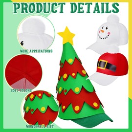 Liitrsh 3 Pcs Christmas Cap Santa Snowman Baseball Cap Green Christmas Tree Baseball Cap Adjustable Funny Xmas Hats for Adults Men Women Christmas Xmas Festive Party Supplies Gifts