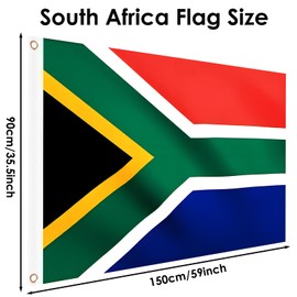 South African Flag 5ft x 3ft, Large South Africa Flags with Brass Eyelets for Sports Games Events Party Decorations