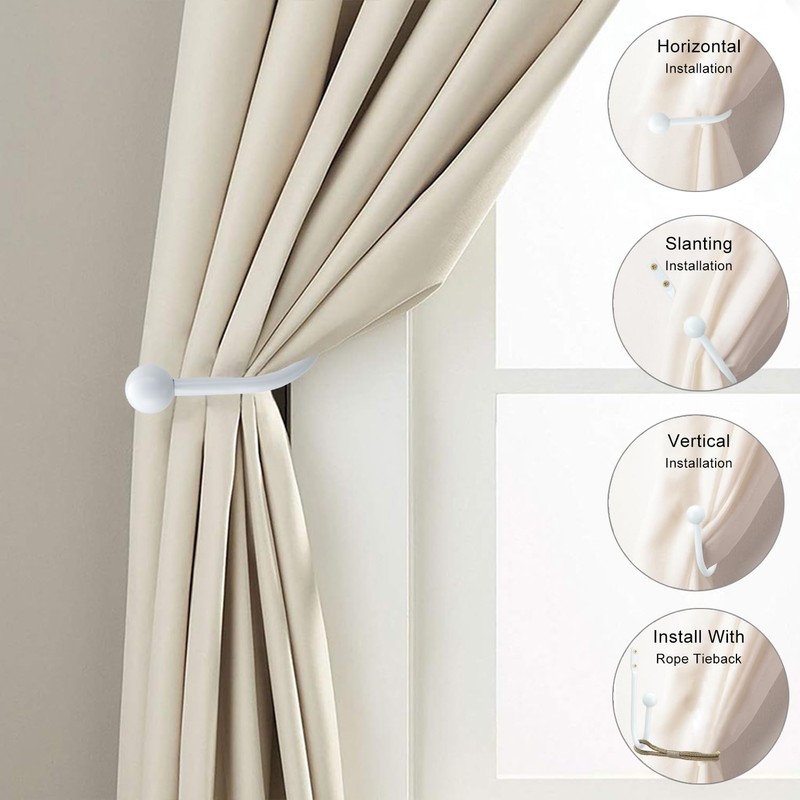 Curtain Holdback, 2 Pcs Wall Mounted Drapery Tiebacks with Screws,