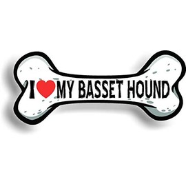 I Love My Bassett Hound Car Magnet Bumper Sticker 3"x7"