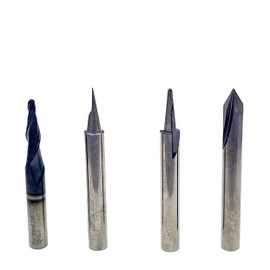 Engraving Wood Carving Router Bit Set - 4pcs 15°,20°,60°, Tapered Angle Ball Nose (r 1.0mm) - Solid Carbide - 1/4” Shanks - USA Veteran Owned