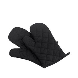 Nachvorn Oven Mitts, Premium Heat Resistant Kitchen Gloves Cotton & Polyester Quilted Oversized Mittens, Black