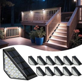 BKBB PPBB Solar Step Lights for Outside, Solar Stair Lights Outdoor Waterproof, Deck Step Lights for Fence, Patio, Yard, Porch, Front Door, Sidewalk, Garden, Patio Decor (Cool White, 12 Pack)