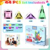 Zerxpho Mini Magnetic Tiles, 44PCS Portable Travel Magnetic Tiles Set