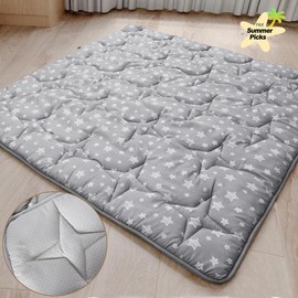 Extra Large Padded Play Mat Multi-Size Non-Slip Thick Soft Cushioned Floor Mat for Crawling Tummy Time Playtime Fit POP 'N GO Regalo Playpen Play Gym Portable Machine Washable Nursery Toddler Kids Essentials #summer #TikTokShopBacktoSchool:_Grey Star_53" x 36"