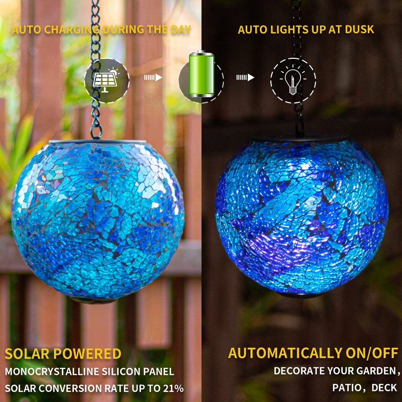 VCUTEKA Solar Lanterns Outdoor Waterproof - Hanging Solar Lights Garden