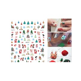 Christmas Reindeer Santa Tree Snow Snowman Bear Penguin 3D Nail Sticker Wg391 Nail Wraps Stickers Manicure Supplies for Women Nails Full Long Lasting Easy Apply and Remove