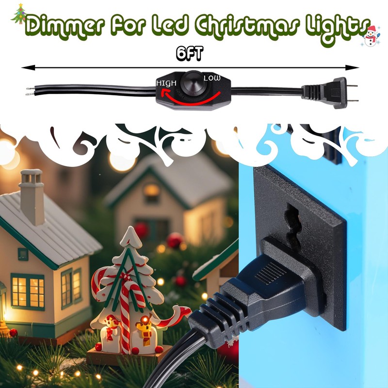Leymays Dimmer Light Switch, 6FT Rotary Control for 120V 100W