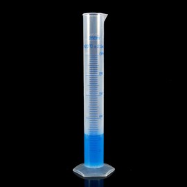 Nikou Measuring Cylinder Beaker 250 ml, Science Measuring Test Tube Class B with High-Quality Polypropylene Plastic, Tall Pattern, Hexagonal Base, Blue Line Precise Scale