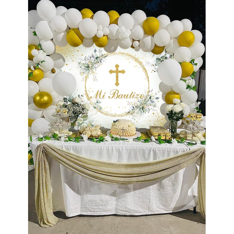 Mi Bautizo Backdrop Mexican Baptism Party Decorations God Bless First