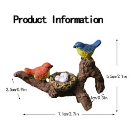 Xxshcdz 2Pcs Mini Brid Figurines Plant Pot Hang Decor Resin Bird's Nest Sculpture Decoration for Succulent Cactus Pots