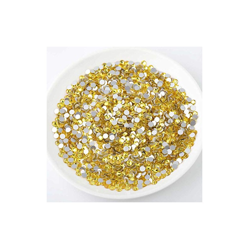 beadsland Flat Back Crystal Rhinestones Round Gems, Lemon Yellow (4.6-4.8mm)