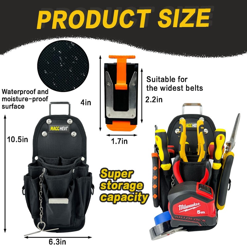 MAGGHEVI Tool Pouch with Belt Clip,Quickly Attach and Release from