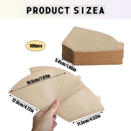 100 Pcs #4 Cone Coffee Filter, Disposable Natural Paper Filters 8-12 cup, Recyclable & Smoother Flavor Food-Grade Wood Pulp Reduce Environmental Impact(U104)