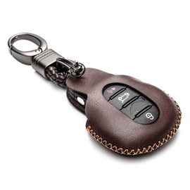 Vitodeco Genuine Leather Smart Key Fob Case Cover Compatible with Mini Cooper, Clubman, Hardtop, Convertible, Countryman 2014 - 2024 (3 or 4 Buttons, Brown)