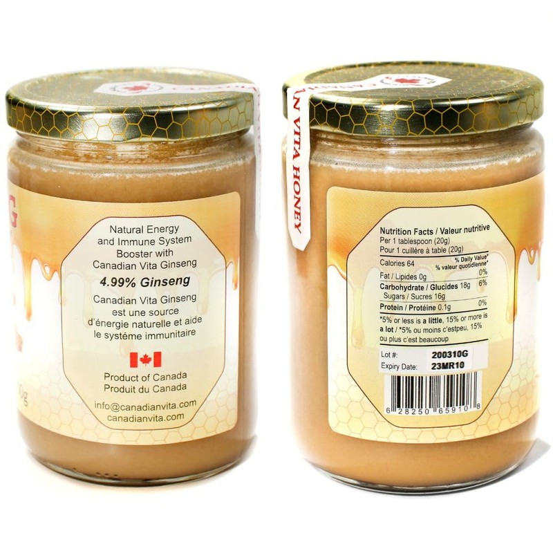 Canadian Vita Original Ginseng Honey - Unique Creamy Blend of