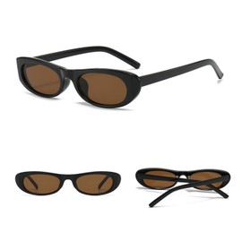 OSAGAMA Retro Slim Cat Eye Sunglasses Fashion Sunglasses for Men Women Black, brown