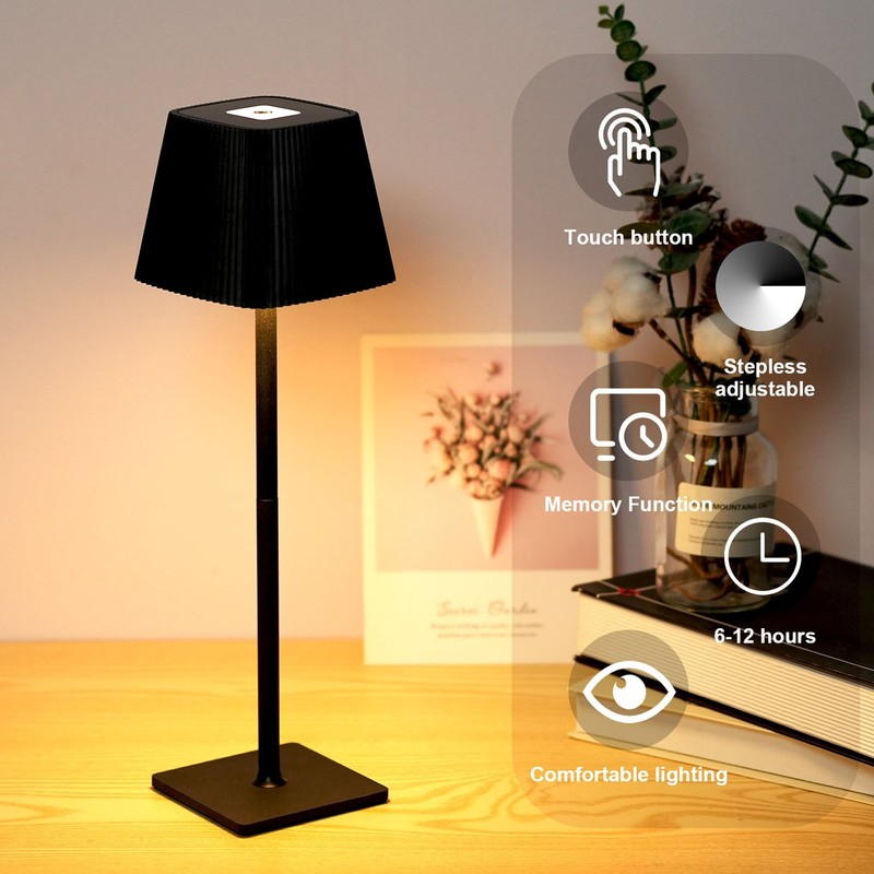 Table Lamp 2000mAh Rechargeable Metal Table Light Decorative Modren Desk