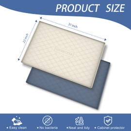 URMONA Under Sink Mat for Kitchen Waterproof, 31" x 22" Silicone Under Sink Mat for Shelf Liner Organizer, Cabinet Sink Protector Under Sink Liner for Bottom Kitchen, Bathroom(Black)