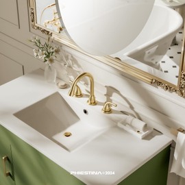 Phiestina Pull Down Sprayer Bathroom Faucet, Brushed Gold 8 Inch 3 Hole Widespread Pull Out Bathroom Faucet, with Pop Up Drain and Water Supply Line,BF04008-B11-BG