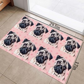 Pug Front Door Mat Outside Entrance, Indoor Door Mat, 17x29.5 in,Non-Woven Fabrics Non Slip Floor Doormat, Welcome Mats Entryway Rug Doormats for Kitchen Bedroom Living Room Decor Gifts