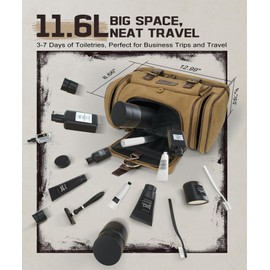 ARCFOX Hanging Travel Toiletry Bag for Men, Canvas Travel Hanging Toiletry Bag Set with 7 Compartments, Large Toiletry Bag for Men, Travel Bags for Toiletries, Camping Gym Travel Toiletries Kit,Brown