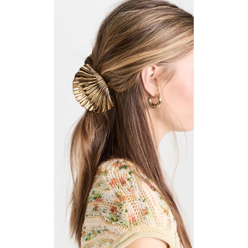 LELET NY Women's Glossy Shell Claw Clip, Gold, 1 Count