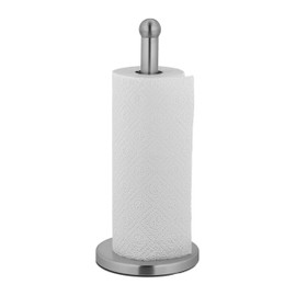 Relaxdays Standing Kitchen Roll Holder, Stainless Steel, Paper Roll Holder for Kitchen, H x D: 35 x 15 cm, Roll Holder, Silver