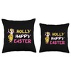 Holly Happy Easter Jesus Resurrection Sunday Egg Rabbit Throw Pillow