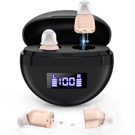 Hearing Aids For Seniors - Invisible Hearing Aids With Noise Reduction - Magnetic Contact Charging Box With LED Power Display - Assistive Listening Devices