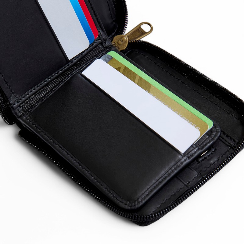 Mens Zip Around Genuine Leather Wallet RFID Blocking Holds 8