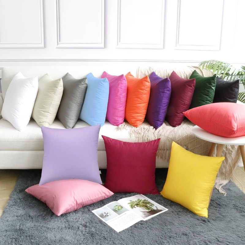 4-Pack Cotton Comfortable Solid Decorative Throw Pillow Case Square Cushion