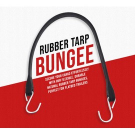 Mytee Products 50 Pack 9" Natural Rubber Tarp Bungee Straps with Crimped S Hooks Tie Down Cords Heavy Duty, Ideal for Securing Tarps, Canvases, Cargo