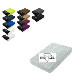 Exclusive home textile terry towelling fitted sheet premium brand., Silver, 180 - 200 x 200 cm