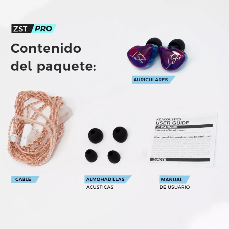KZ Binden Audífonos Híbridos Kz Zst Pro Dual Drivers Para