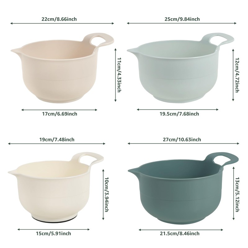 4 Pcs Plastic Mixing Bowl Set, Reusable Plastic Nesting Mixing