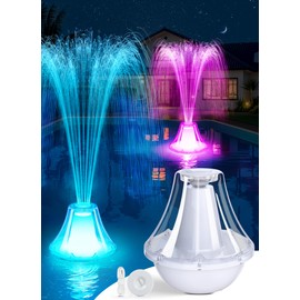 Bubbling Pool Fountain with Lights,Floating Pool Fountains with Anchor,Above Ground Pool Water Fountain Pump,Battery Powered Swimming Pool Floating Fountains for Inground Pool-1PC(White)