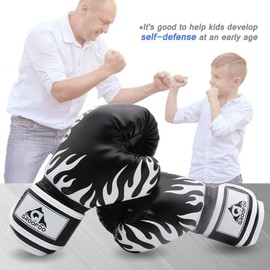 GROOFOO Children's Boxing Gloves for Children Punch Bag Sparring Training 4oz 6oz Fit 3 to 14 Years, black
