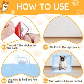 Yalikop 12 Pcs Wall Pee Pad Holder Dog Potty Training Pad Sticky Wall Clip Transparent Adhesive Clips with 6 Pcs Strong Adhesive for Dog Housebreaking Supplies(Clear)