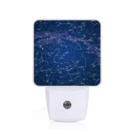 SLHFDKL Star Map Night Light, Plug-into Wall Night Sky Blue Gold Nightlight Lamp with Dusk to Dawn Sensor, Led Lamp 0.5W Energy Efficient for Boys Girls Adults Home Decor